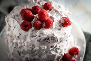 Overhead veiw of the raspberry cake