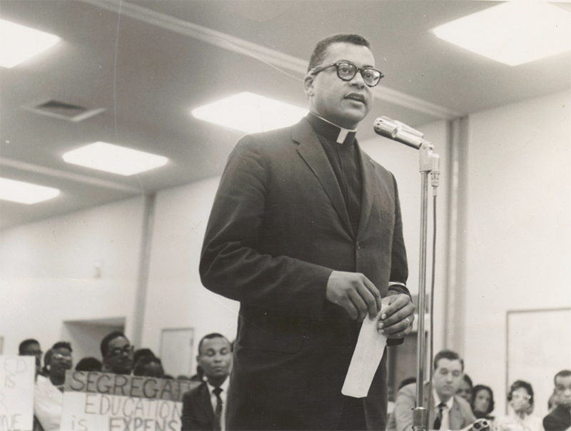 The Rev. James Lawson speaking in front of the Memphis, Tennessee, School Board in 1963. (The Rev. James Lawson Papers/Vanderbilt University Special Collections)