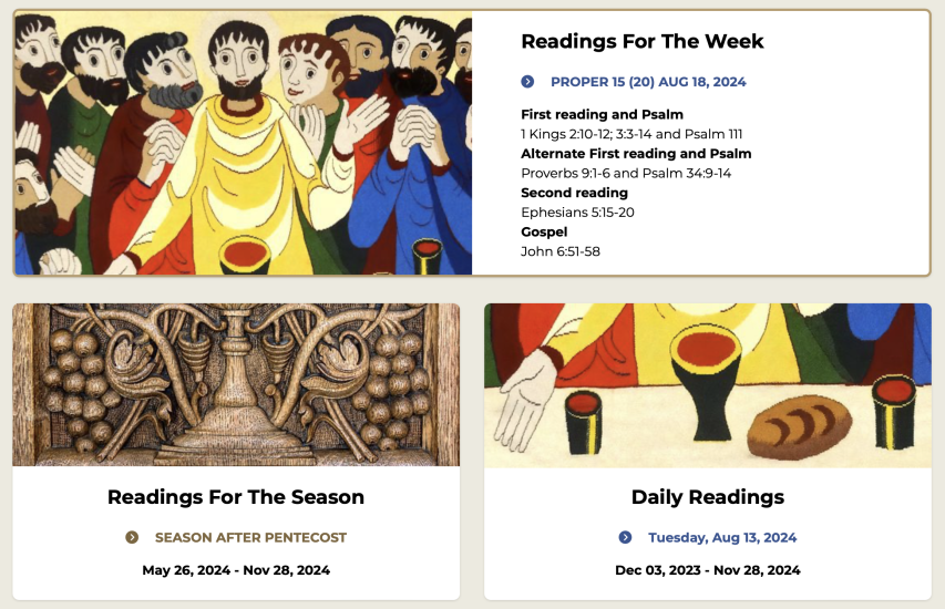 The Revised Common Lectionary features weekly, daily, and major feast day scripture readings as well as a robust set of supplementary resources. (Vanderbilt University)