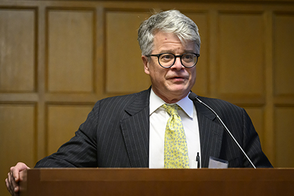 Gray Sasser shares stories about Knox Pitts III at Special Collections and University Archives Oct. 23. (John Amis/Vanderbilt) 