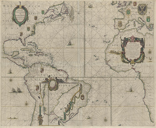 <i>West Indische Paskaert</i> by Willem Jansz. Blaeu, c.1630-1674. Donated from The Collection of Stephen and Carina Bruce.